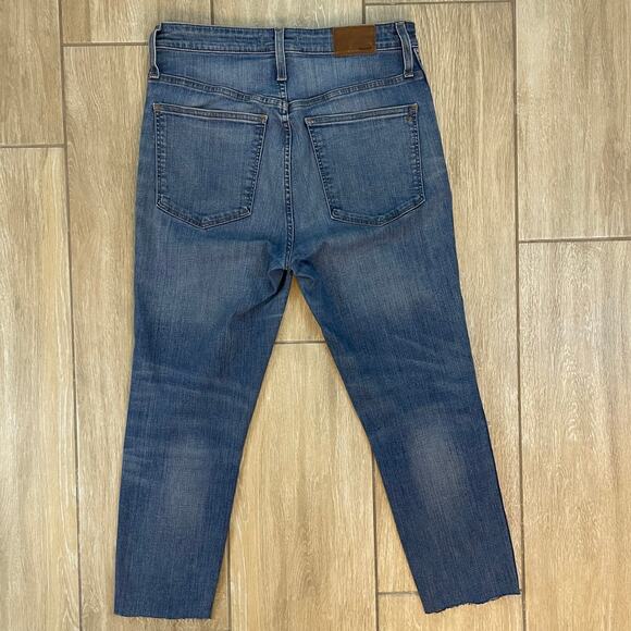 Madewell Curvy High Rise Skinny Jeans Women’s 30 Distressed Raw Hem Cropped Blue - Picture 2 of 11